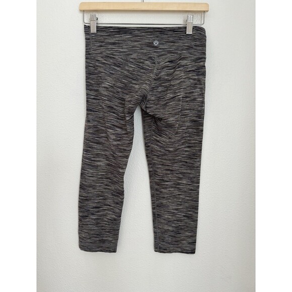 Lululemon Wunder Under Capri Womens 6 Black Space Dye Mid Rise Pull On Pants - Picture 2 of 9